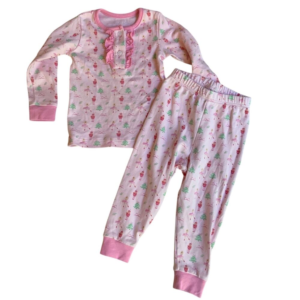 James & Lottie Girls Jammies Pajamas Set - Pink Nutcrackers‎ - Ruffle Trim